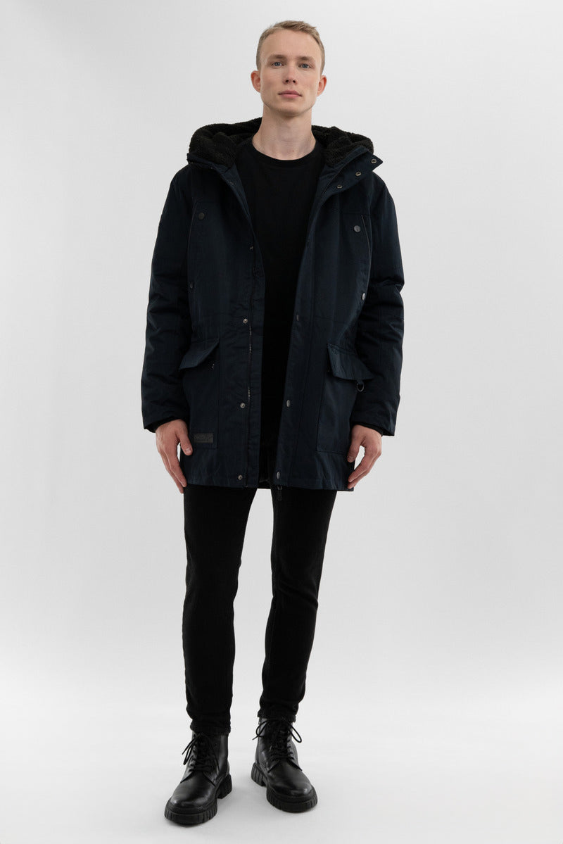 Canada Weather Gear Sherpa Lined Hood Parka Jacket - Navy