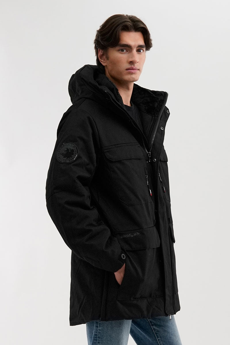 Canada Weather Gear Faux Fur Lined Hood Parka Jacket - Black