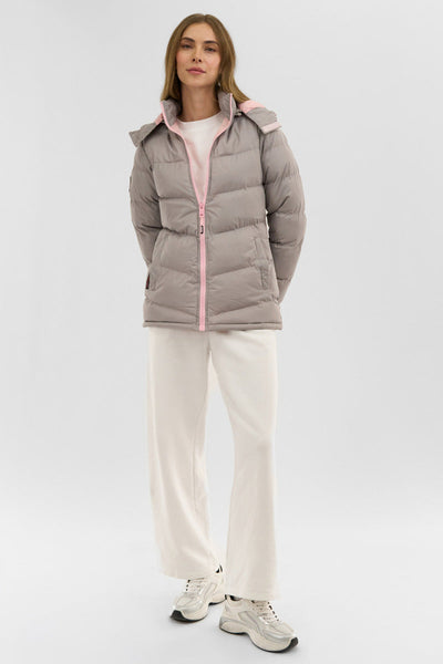 Canada Weather Gear Chevron Bubble Bomber Jacket - Stone - Womens Bomber Jackets - Canada Weather Gear