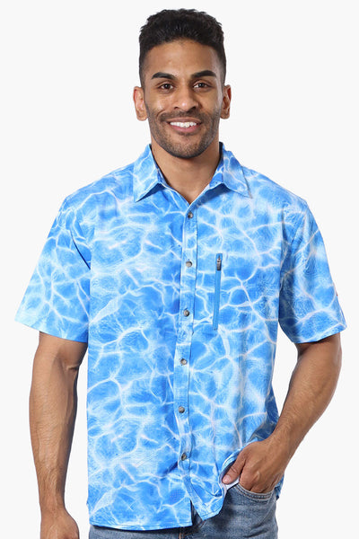 Canada Weather Gear Water Surface Pattern Button Up Casual Shirt - Blue - Mens Casual Shirts - Canada Weather Gear