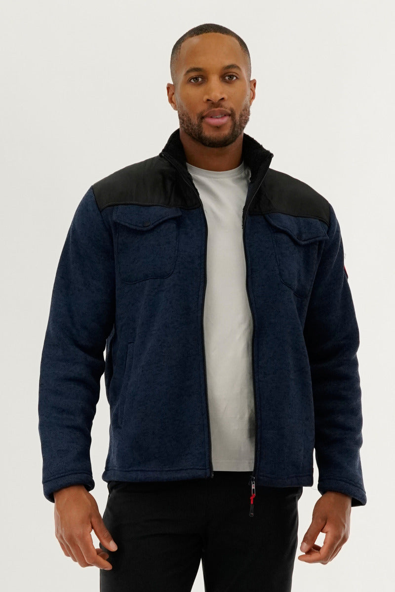 Canada Weather Gear Sherpa Lined Fleece Lightweight Jacket - Navy - Mens Lightweight Jackets - Canada Weather Gear