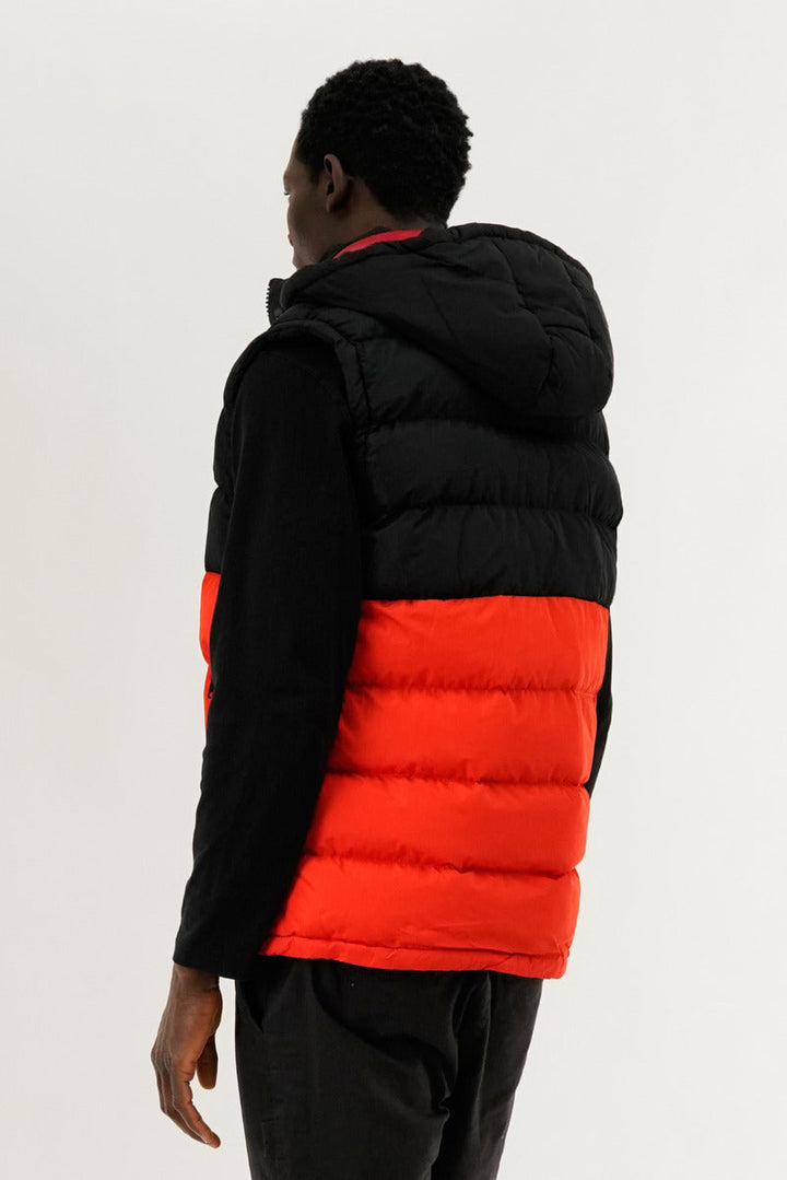 Colour Block Hooded Vest - Orange