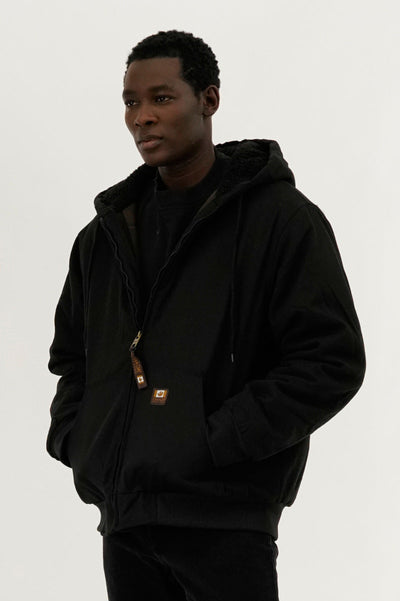 Canada Work Gear Sherpa Lined Bomber Jacket - Black - Mens Bomber Jackets - Canada Weather Gear