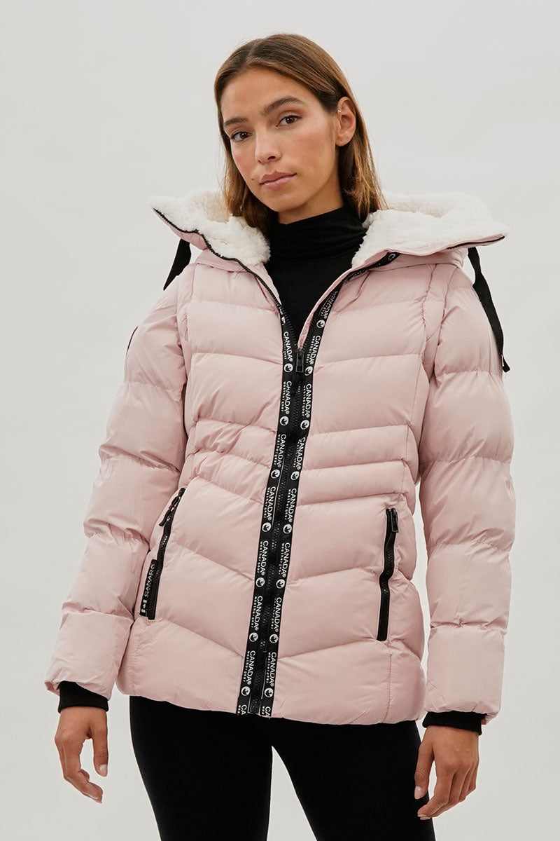 Canada Weather Gear Zip Off Sleeve Bomber Jacket - Pink - Womens Bomber Jackets - Canada Weather Gear