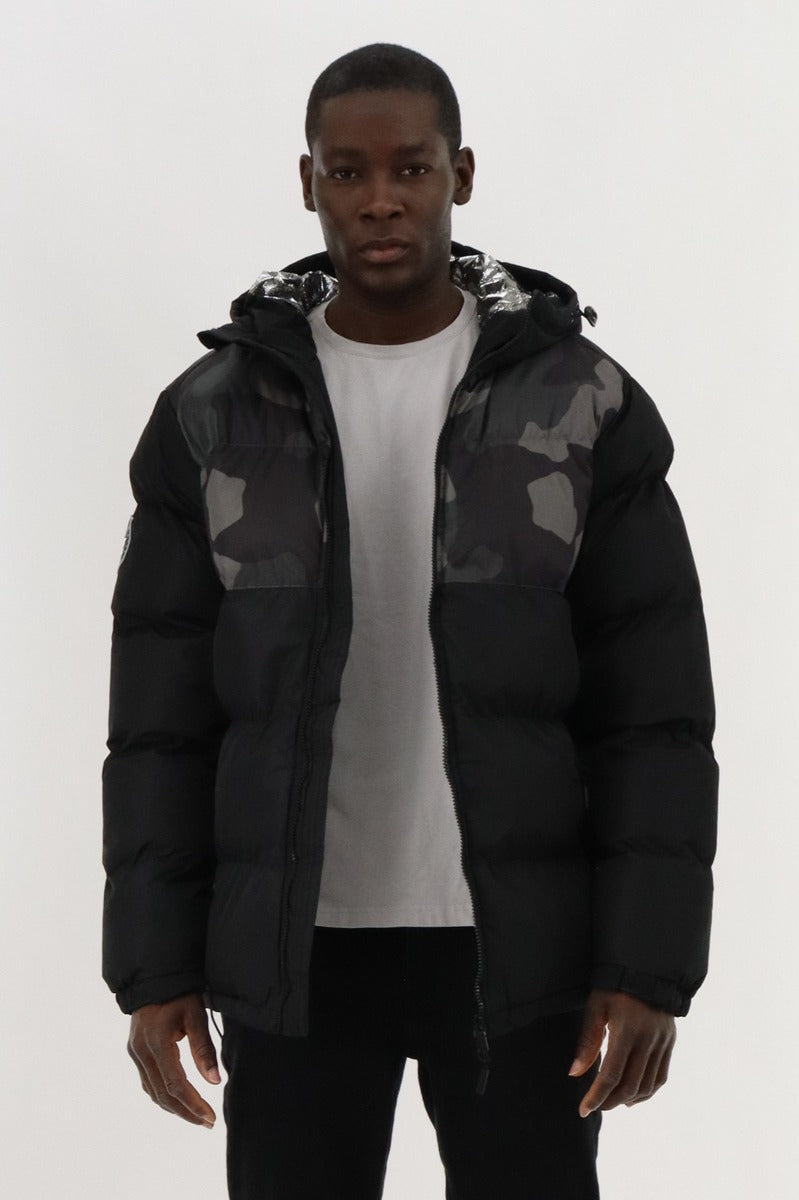 Canada Weather Gear Hooded Puffer Bomber Jacket - Black - Mens Bomber Jackets - Canada Weather Gear