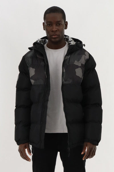 Canada Weather Gear Hooded Puffer Bomber Jacket - Black - Mens Bomber Jackets - Canada Weather Gear