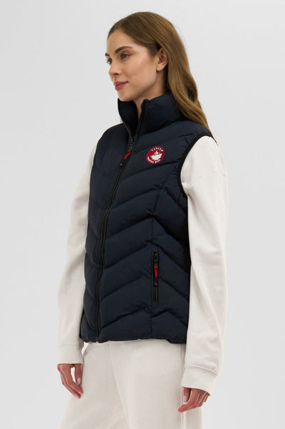 Canada Weather Gear Chevron Bubble Vest - Navy - Womens Vests - Canada Weather Gear