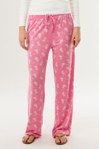 Canada Weather Gear Dog Print Wide Let Pajama Pants - Pink - Womens Pajamas - Canada Weather Gear