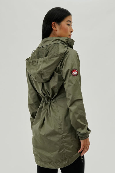 Canada Weather Gear Long Hooded Lightweight Jacket - Olive - Womens Moto Jackets - Canada Weather Gear