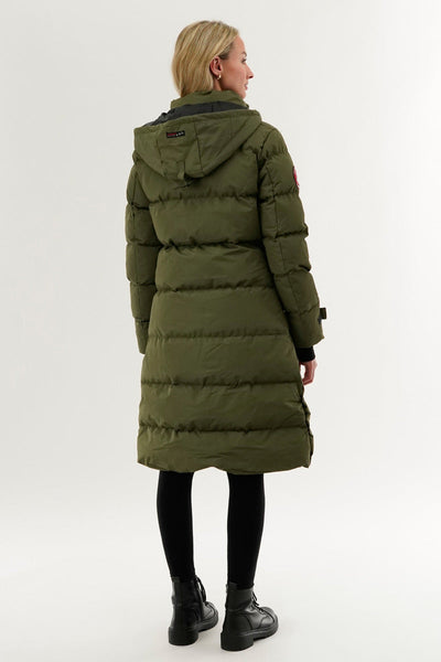 Canada Weather Gear Quilted Maxi Parka Jacket - Olive - Womens Parka Jackets - Canada Weather Gear