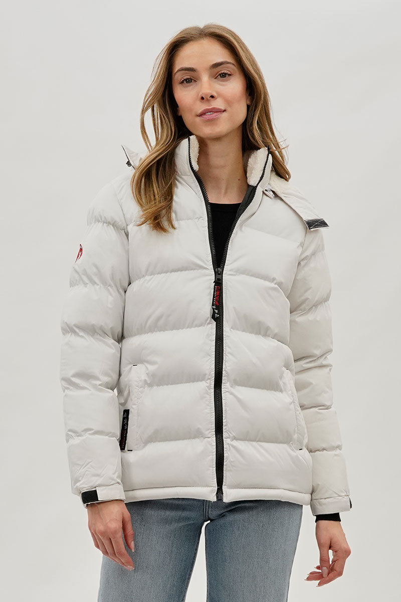 Canada Weather Gear Sherpa Lined Collar Bomber Jacket - White