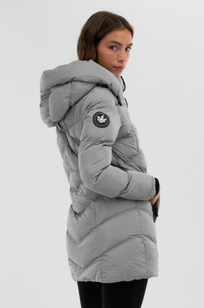 Canada Weather Gear Chevron Quilted Parka Jacket - Grey