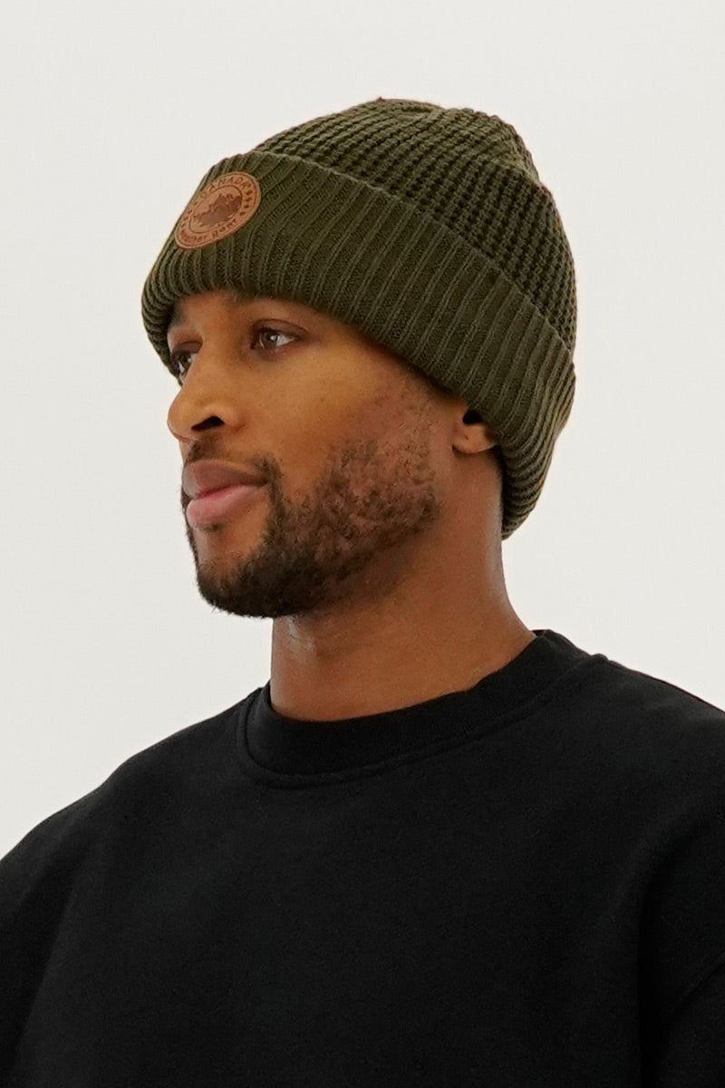 Canada Weather Gear Two Piece Waffle Hat - Green - Mens Hats - Canada Weather Gear