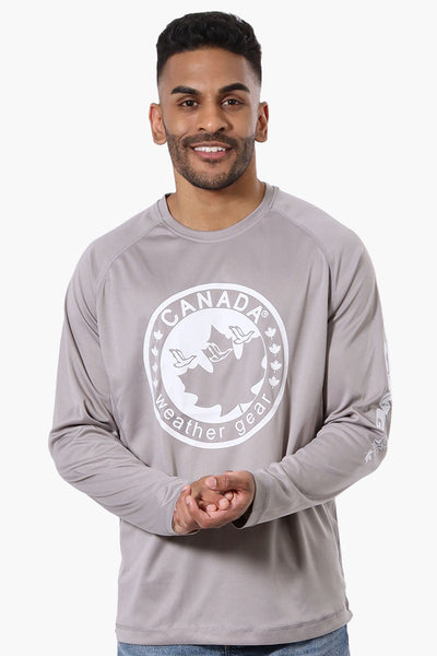 Canada Weather Gear Athletic Chest Logo Long Sleeve Top - Grey - Mens Long Sleeve Tops - Canada Weather Gear