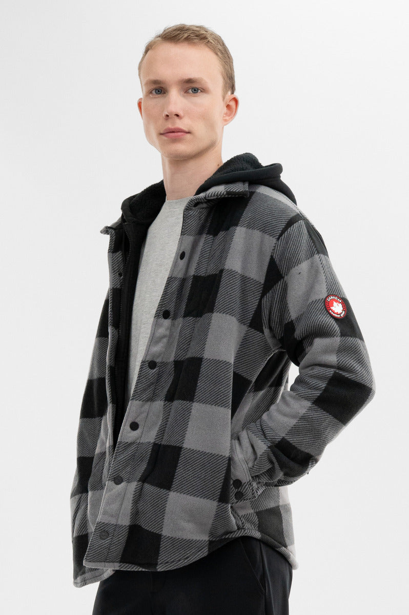 Canada Weather Gear Plaid Sherpa Lined Lightweight Jacket - Black