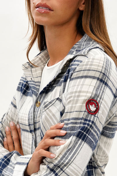 Canada Weather Gear Button Up Flannel Shirt - Grey - Womens Shirts & Blouses - Canada Weather Gear