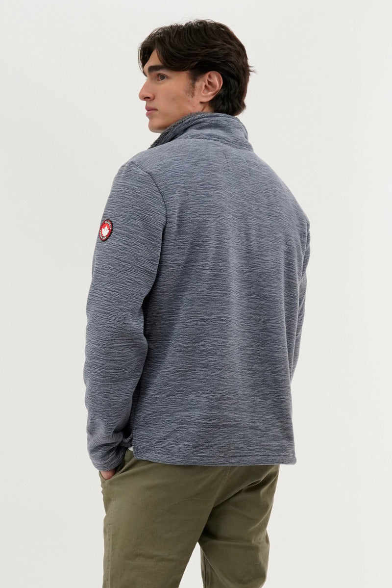 Canada Weather Gear Sherpa Lined 1/4 Zip Pullover Sweater - Navy - Mens Pullover Sweaters - Canada Weather Gear