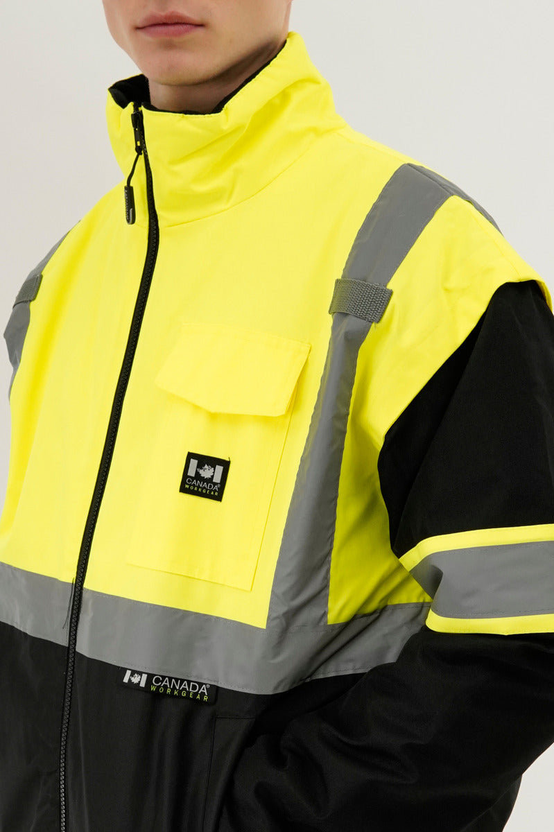 Canada Work Gear Hi-Vis Colour Block Bomber Jacket - Yellow - Mens Bomber Jackets - Canada Weather Gear