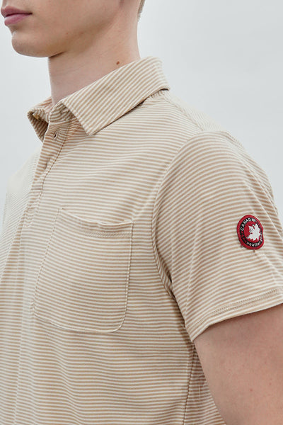 Canada Weather Gear Striped Polo Shirt - Beige