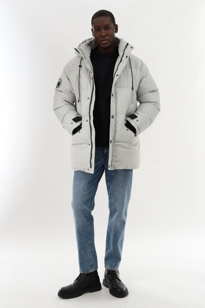 Canada Weather Gear Hip Length Parka Jacket - Stone - Mens Parka Jackets - Canada Weather Gear