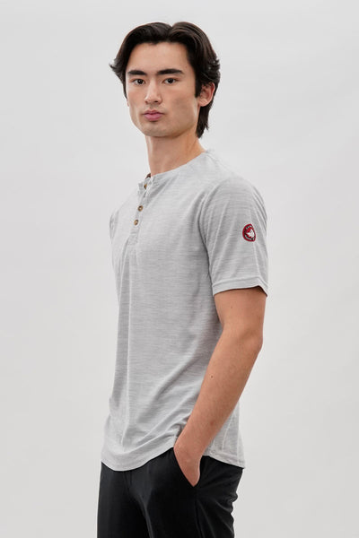 Canada Weather Gear Short Sleeve Henley Tee - Grey - Mens Tees & Tank Tops - Canada Weather Gear