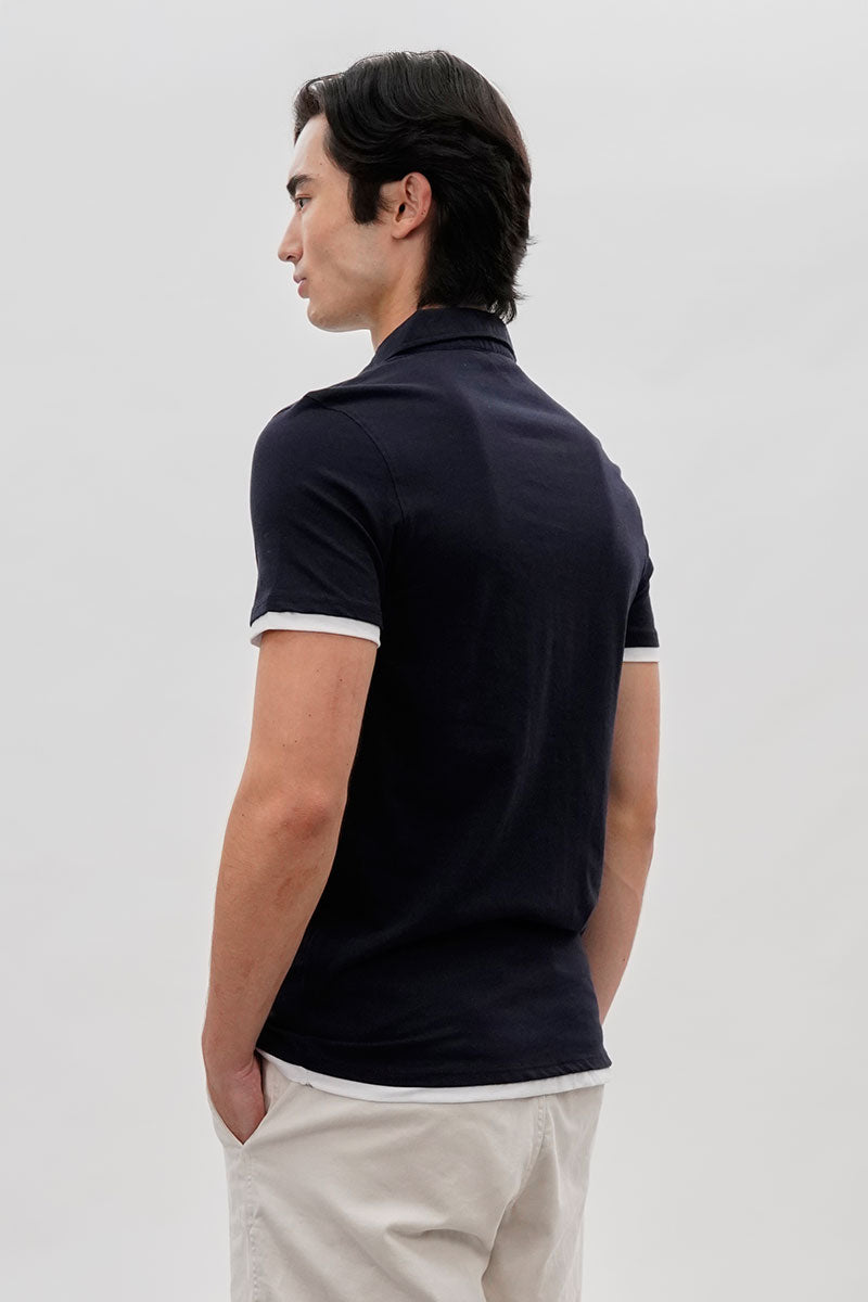 Canada Weather Gear Vintage Short Sleeve Polo Shirt - Navy - Mens Polo Shirts - Canada Weather Gear