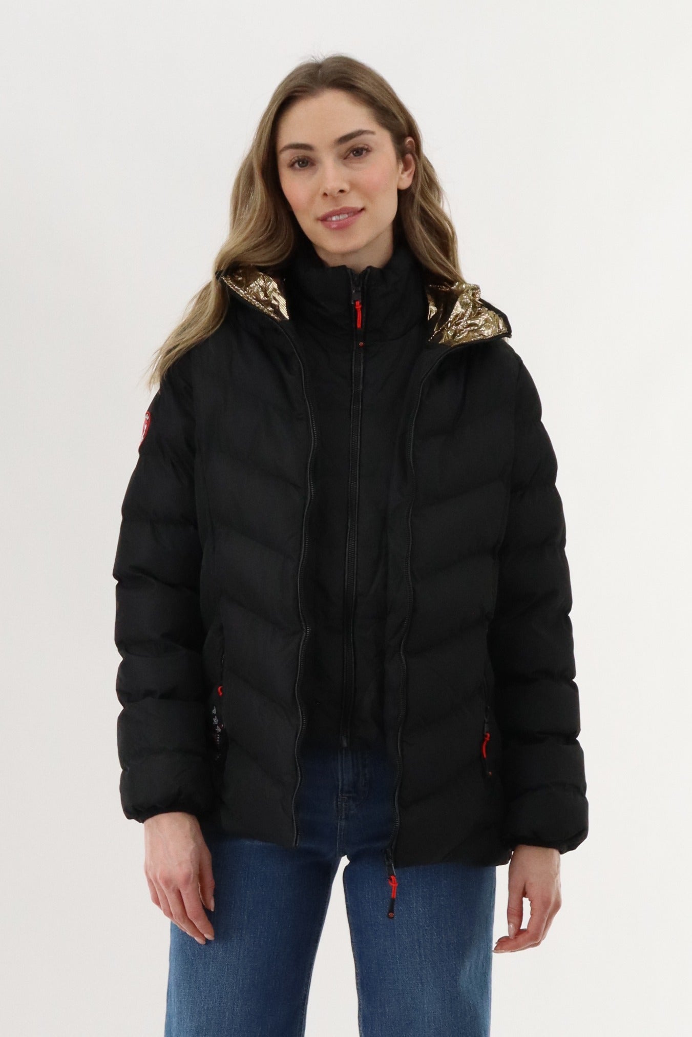 Canada Weather Gear Quilted Puffer Double Zip Bomber Jacket - Black - Womens Bomber Jackets - Canada Weather Gear