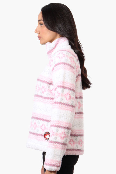 Canada Weather Gear Fair Isle Pattern 1/4 Zip Pullover Sweater - Pink - Womens Pullover Sweaters - Canada Weather Gear