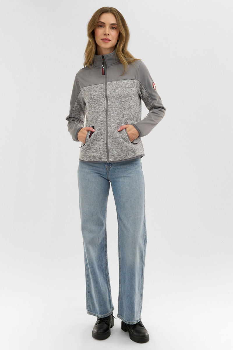 Canada Weather Gear Zip Up Knit Lightweight Jacket - Grey - Womens Lightweight Jackets - Canada Weather Gear