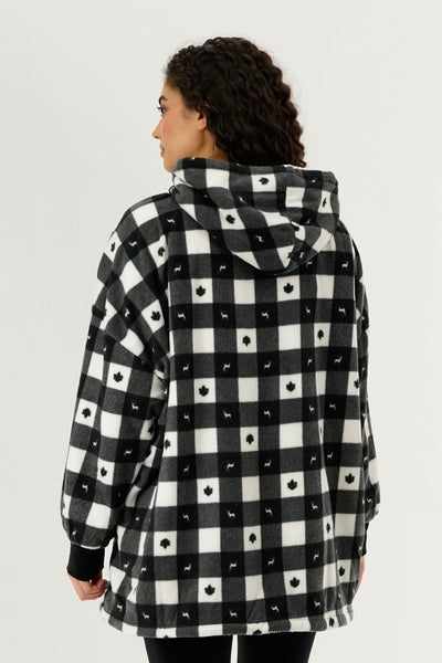Canada Weather Gear Plaid Oversided Hooded Pajama Top - Black - Womens Pajamas - Canada Weather Gear