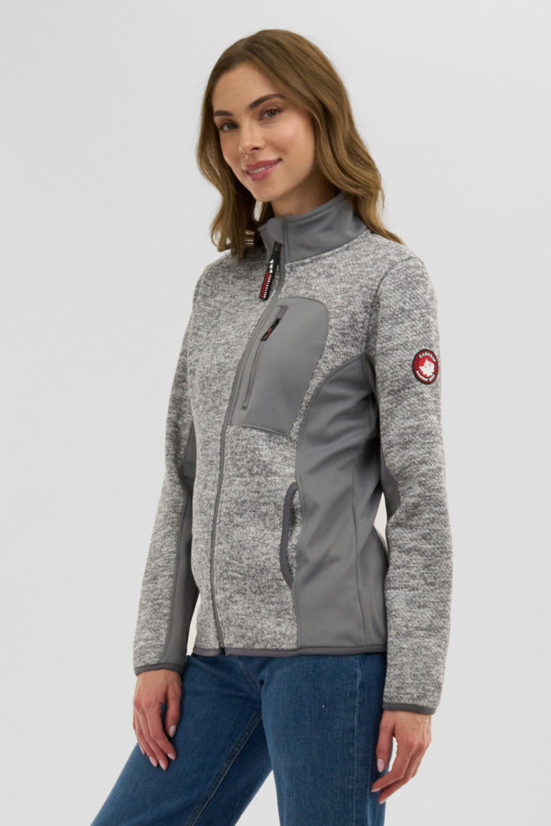 Canada Weather Gear Fleece Zip Up Lightweight Jacket - Grey - Womens Lightweight Jackets - Canada Weather Gear