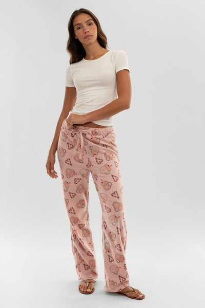 Canada Weather Gear Festive Print Wide Leg Pajama Pants - Pink - Womens Pajamas - Canada Weather Gear