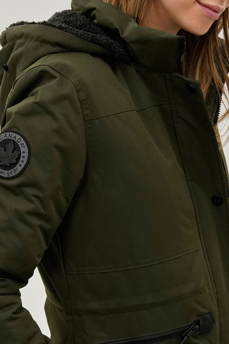 Canada Weather Gear Faux Fur Lined Parka Jacket - Olive