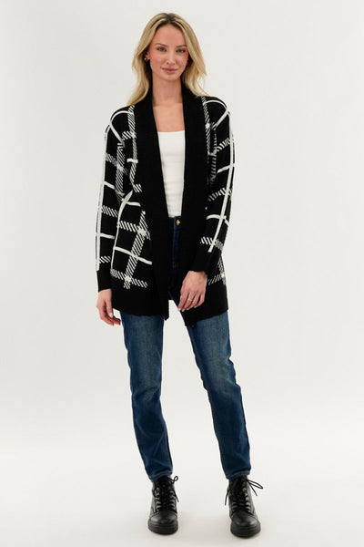 Canada Weather Gear Plaid Fold Over Wrap Cardigan - Black - Womens Cardigans - Canada Weather Gear