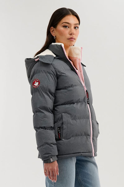 Canada Weather Gear Sherpa Lined Collar Bomber Jacket - Grey - Womens Bomber Jackets - Canada Weather Gear