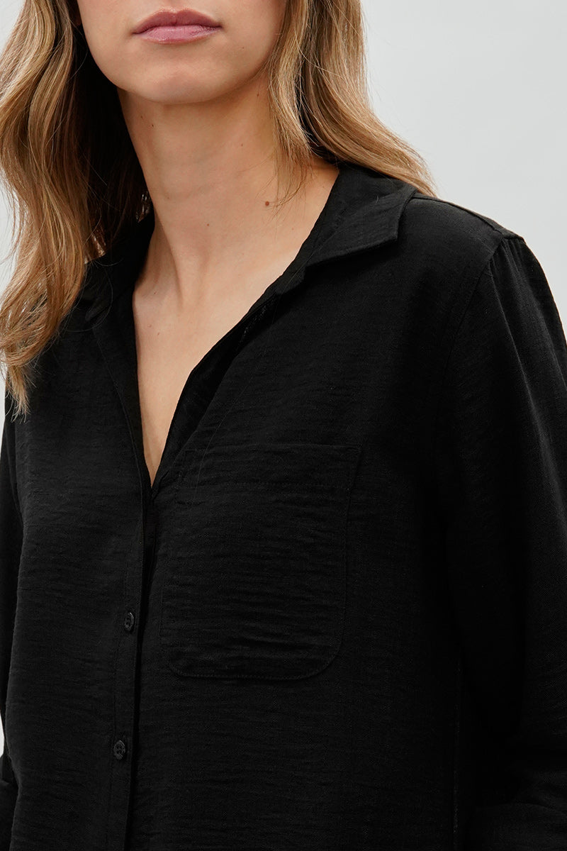 Super Triple Goose Vintage Textured Button Up Shirt - Black - Womens Shirts & Blouses - Canada Weather Gear