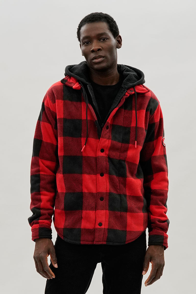 Canada Weather Gear Plaid Sherpa Lined Lightweight Jacket - Red