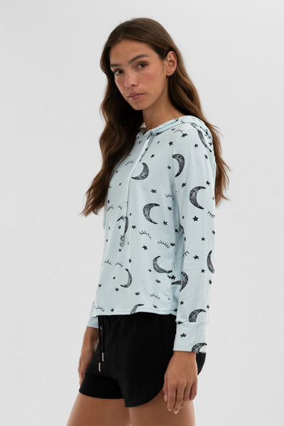 Canada Weather Gear Coffee Print Hooded Pajama Top - Grey - Womens Pajamas - Canada Weather Gear