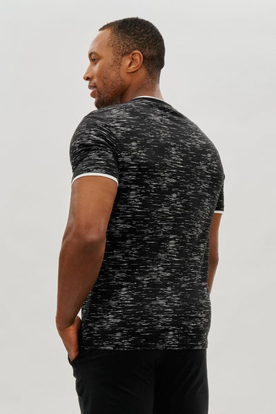 Canada Weather Gear Vintage Patterned V-Neck Tee - Black - Mens Tees & Tank Tops - Canada Weather Gear