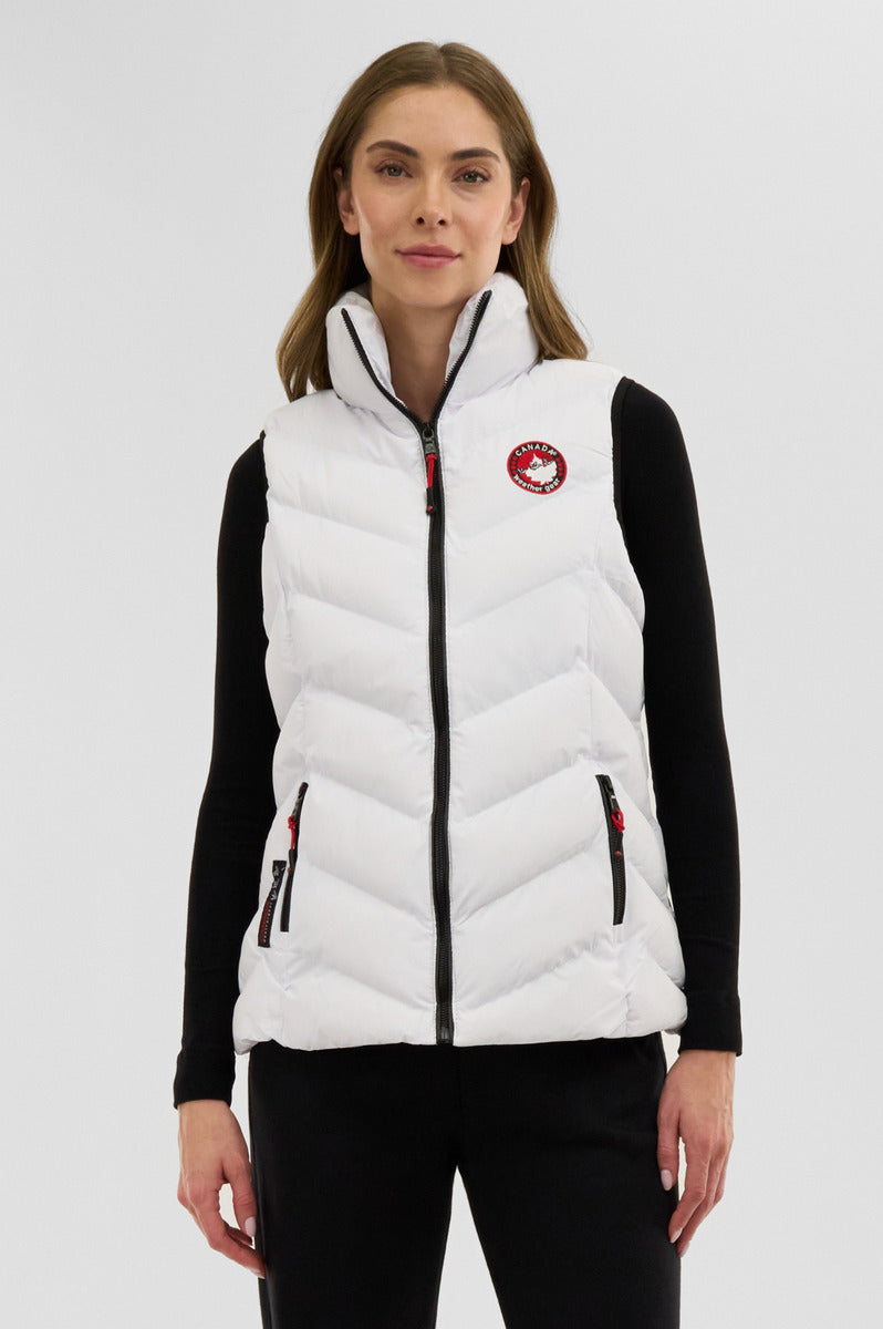 Canada Weather Gear Chevron Bubble Vest - White - Womens Vests - Canada Weather Gear