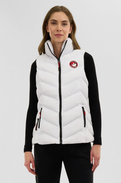 Canada Weather Gear Chevron Bubble Vest - White - Womens Vests - Canada Weather Gear