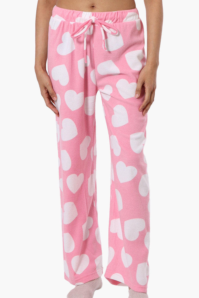 Canada Weather Gear Heart Pattern Wide Leg Pajama Pants - Pink - Womens Pajamas - Canada Weather Gear