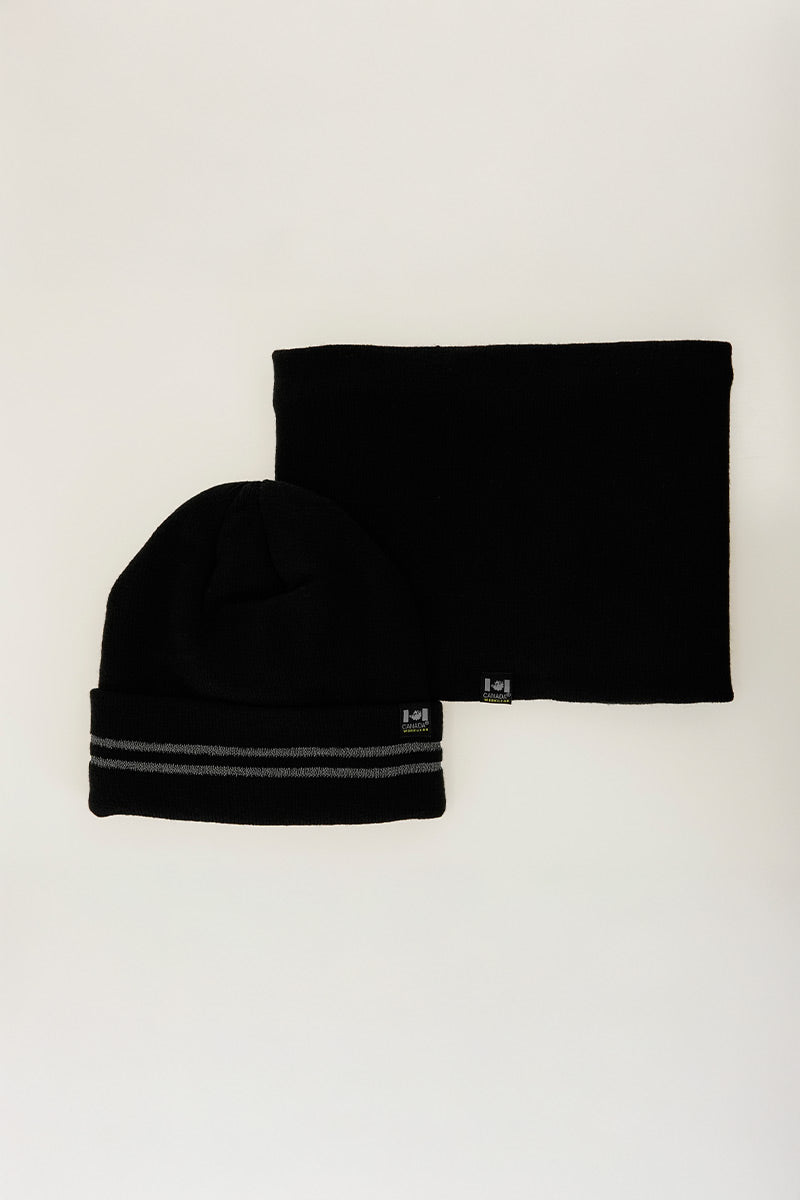 Canada Work Gear Two Piece Set Gaiter and Hat - Black - Mens Hats - Canada Weather Gear