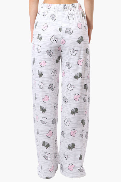 Canada Weather Gear Cat Pattern Wide Leg Pajama Pants - White - Womens Pajamas - Canada Weather Gear