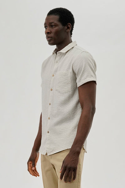 Canada Weather Gear Vintage Textured Button Up Casual Shirt - Cream - Mens Casual Shirts - International Clothiers