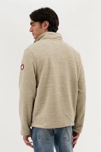 Canada Weather Gear Sherpa Lined 1/4 Zip Pullover Sweater - Beige - Mens Pullover Sweaters - Canada Weather Gear