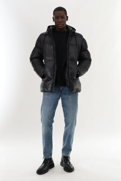 Super Triple Goose Shiny Puffer Parka Jacket - Black - Mens Parka Jackets - Canada Weather Gear
