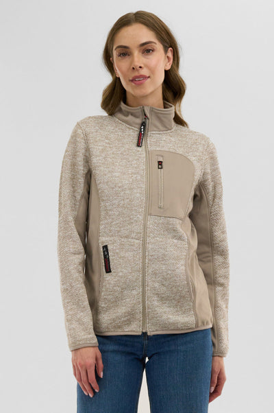 Canada Weather Gear Fleece Zip Up Lightweight Jacket - Cream - Womens Lightweight Jackets - Canada Weather Gear