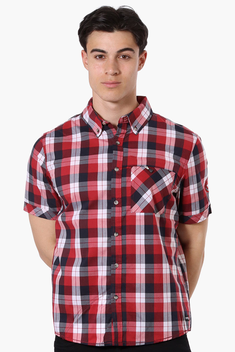 Canada Weather Gear Plaid Button Up Casual Shirt - Red - Mens Casual Shirts - Canada Weather Gear