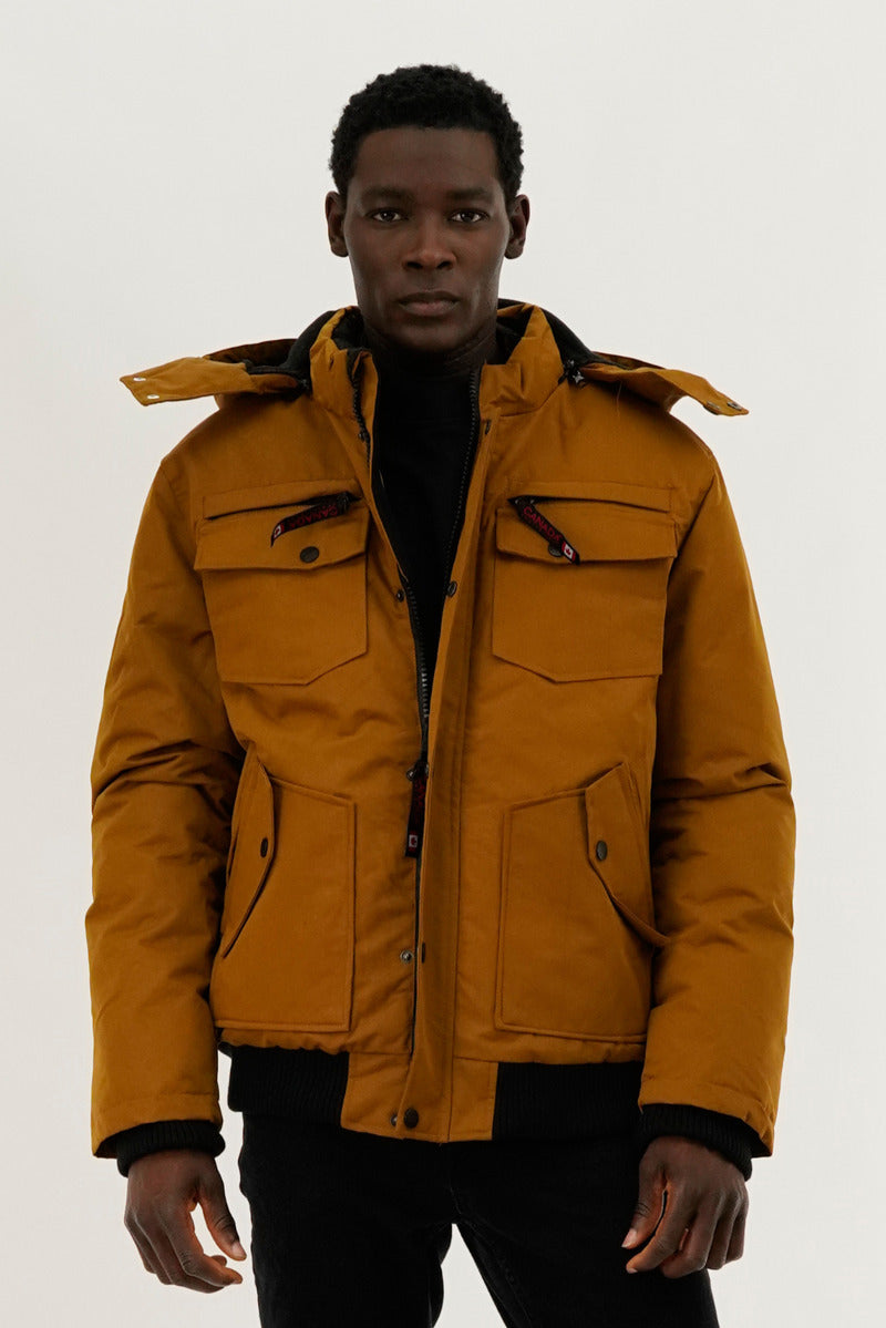 Canada Weather Gear Puffer Bomber Jacket - Caramel - Mens Bomber Jackets - Canada Weather Gear